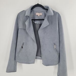 Philosophy‎ Blue Faux Suede Moto Jacket Size S